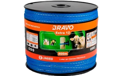LINSEG – CONDUCTORES DE CERCOS ELECTRICOS – CORDÓN ELECTROPLÁSTICO BRAVO EXTRA 12 – 400MTS – CERCO GANADERO