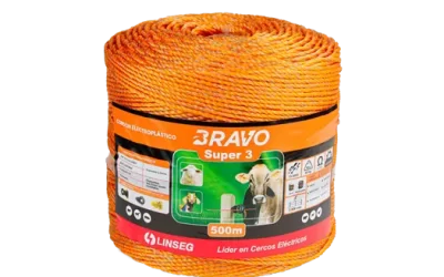 LINSEG – CONDUCTORES DE CERCOS ELECTRICOS – CORDÓN ELECTROPLÁSTICO BRAVO SUPER 3 ORANGE – 500MTS – CERCO GANADERO
